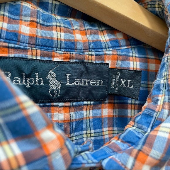 TWO Ralph Lauren XL long sleeve cotton button down dress shirts chambray check - Picture 11 of 13